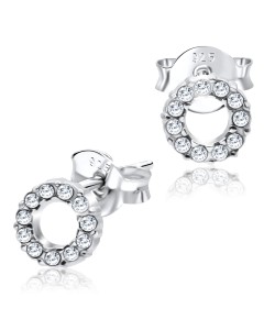 Rough Circle Rhinestone Silver Stud Earring STS-3161